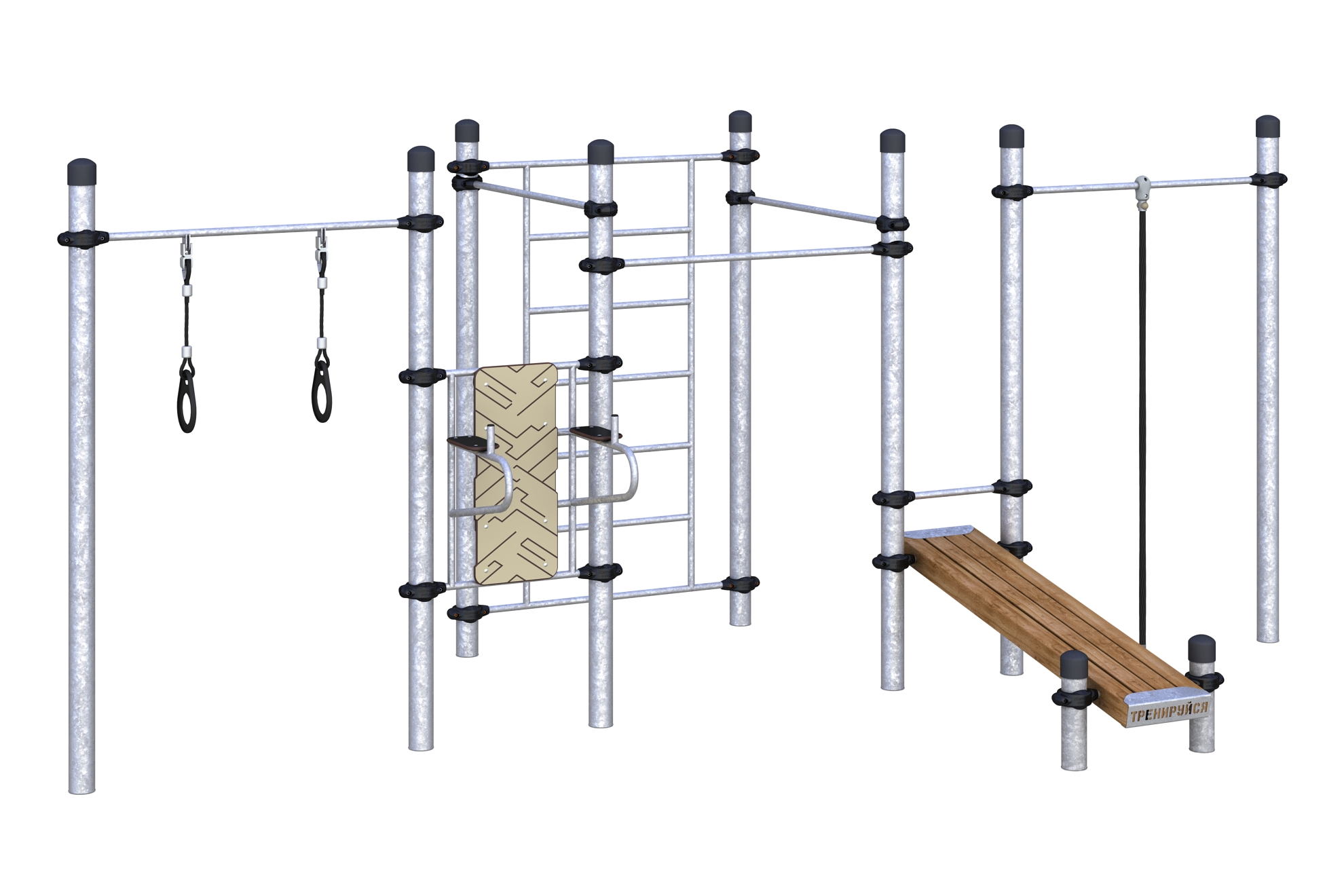 W-01-010 Шведская стенка,турники,брусья,гимнастические кольца и наклонная лавка