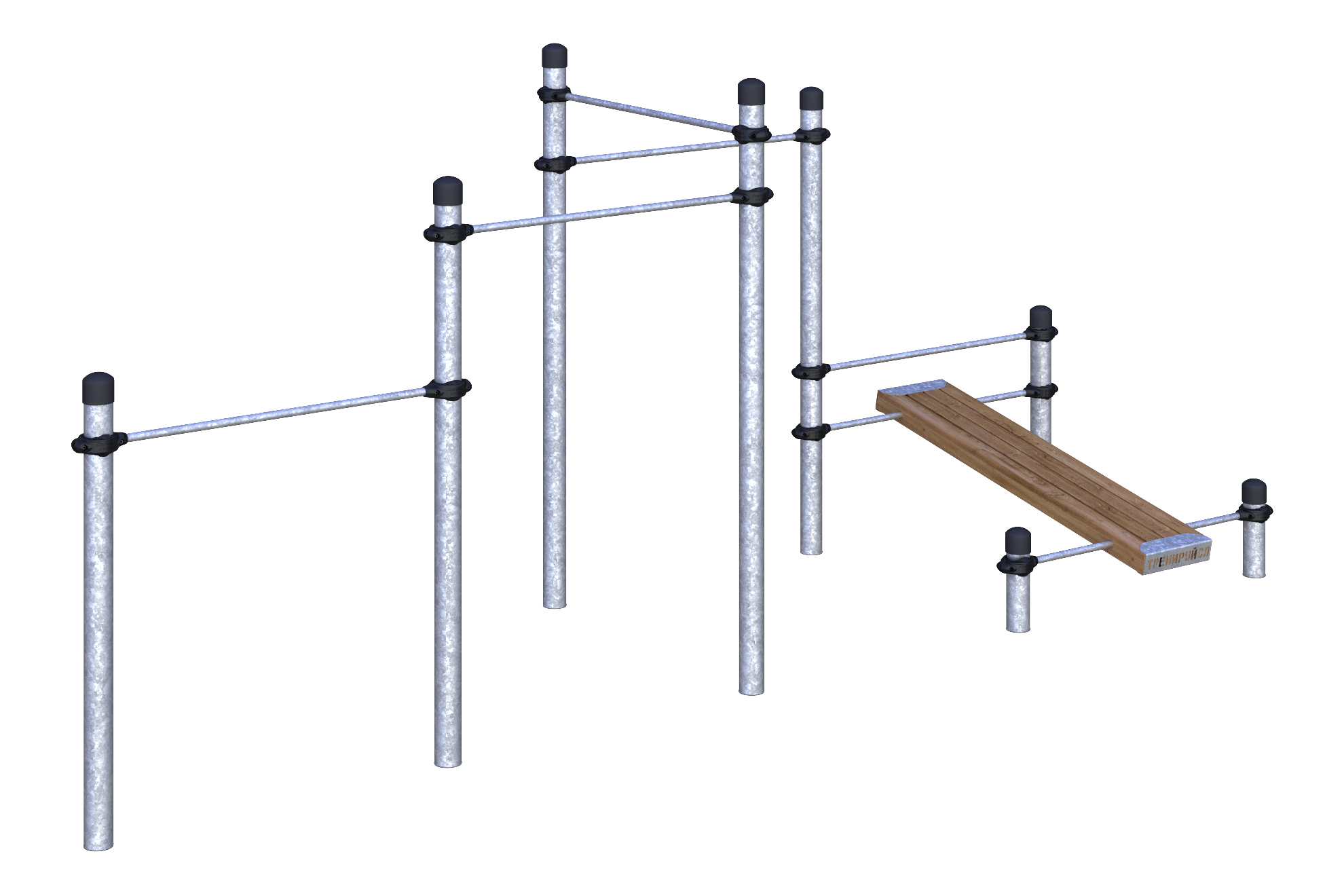 W-02-002 Каскад разноуровневых турников с лавкой