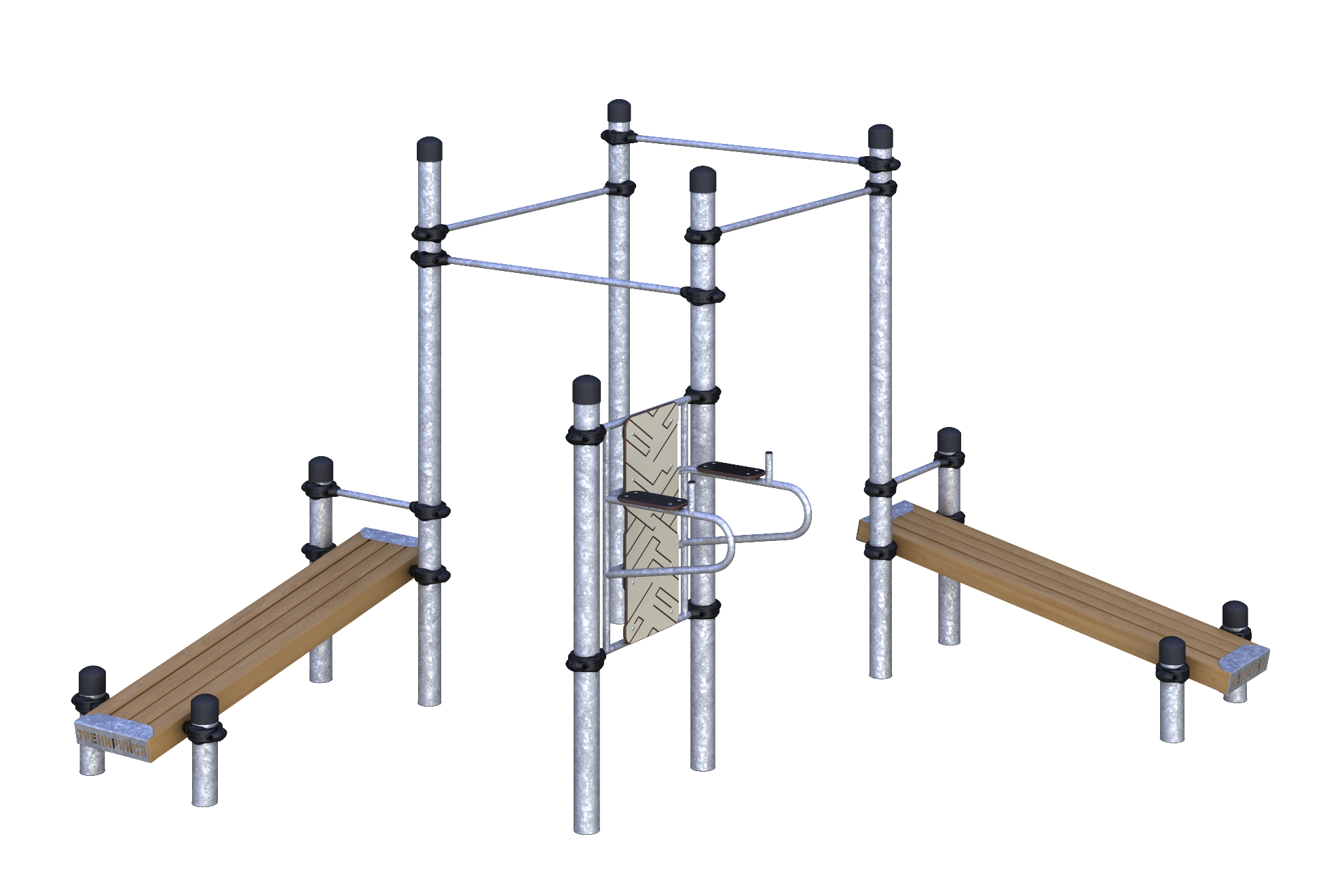 W-02-009 Турники,две наклонные лавки и брусья