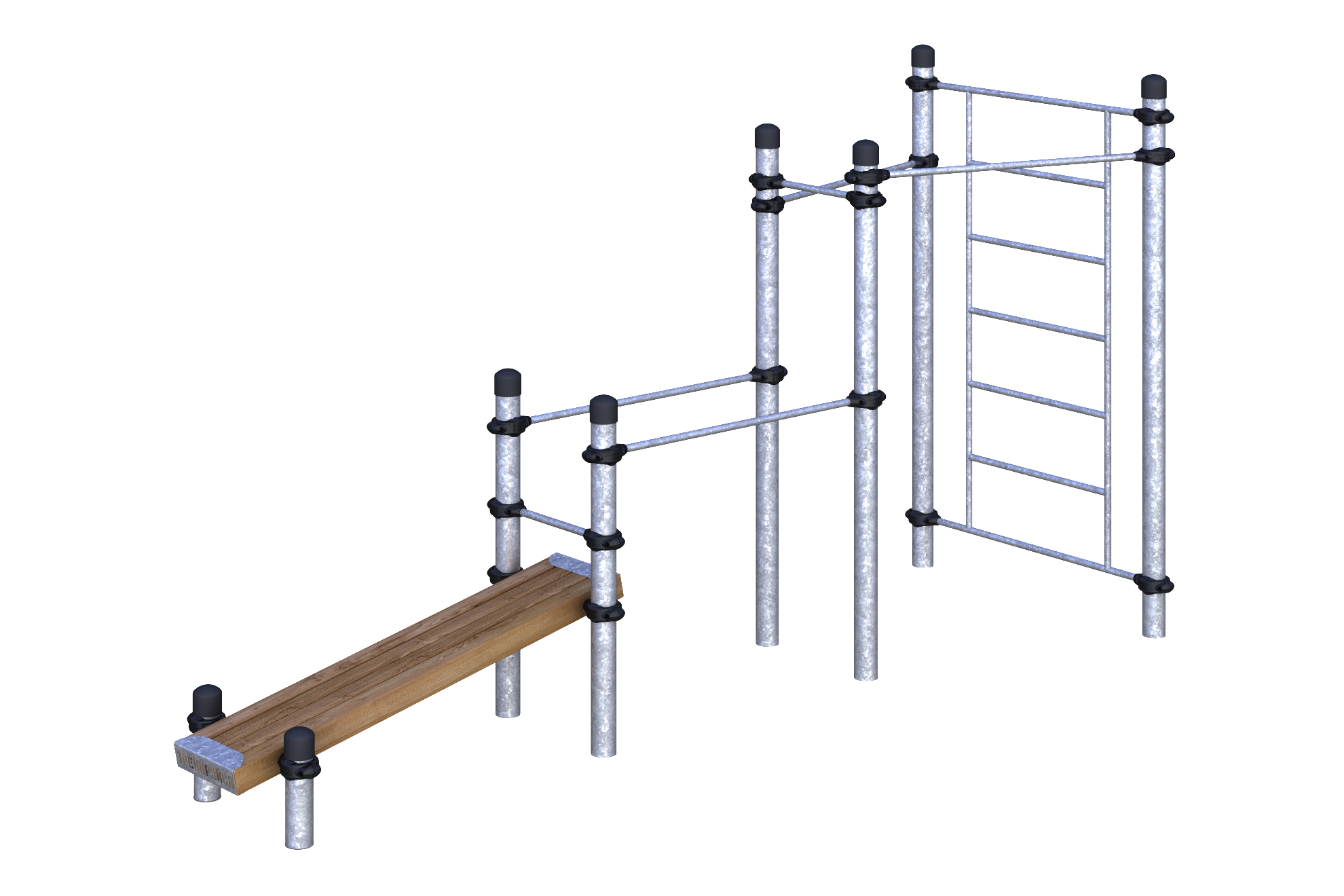 W-02-014 Два турника, шведская стенка, брусья и наклонная лавка