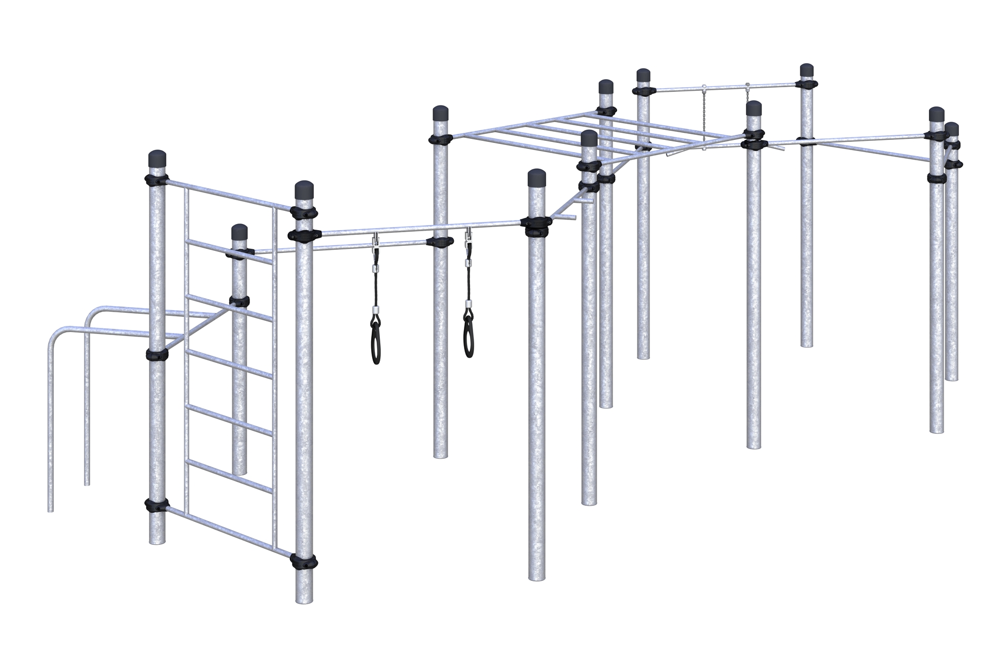 W-03-014 Турники разноуровневые, шведская стенка, рукоход, брусья и гимнастические кольца