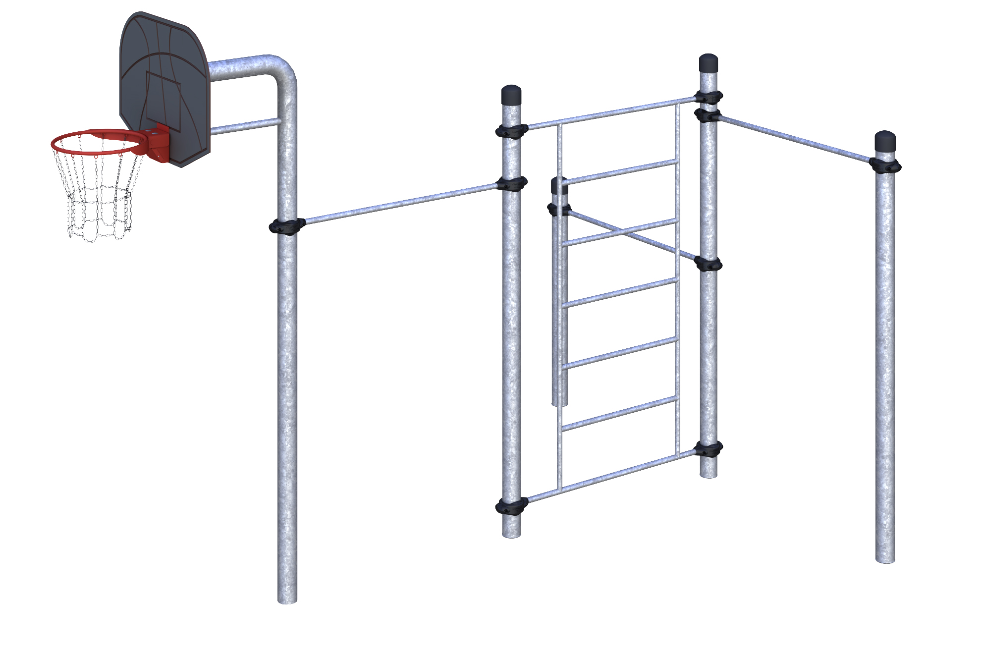 W-06-003 Баскетбольная стойка, турники и шведская стенка