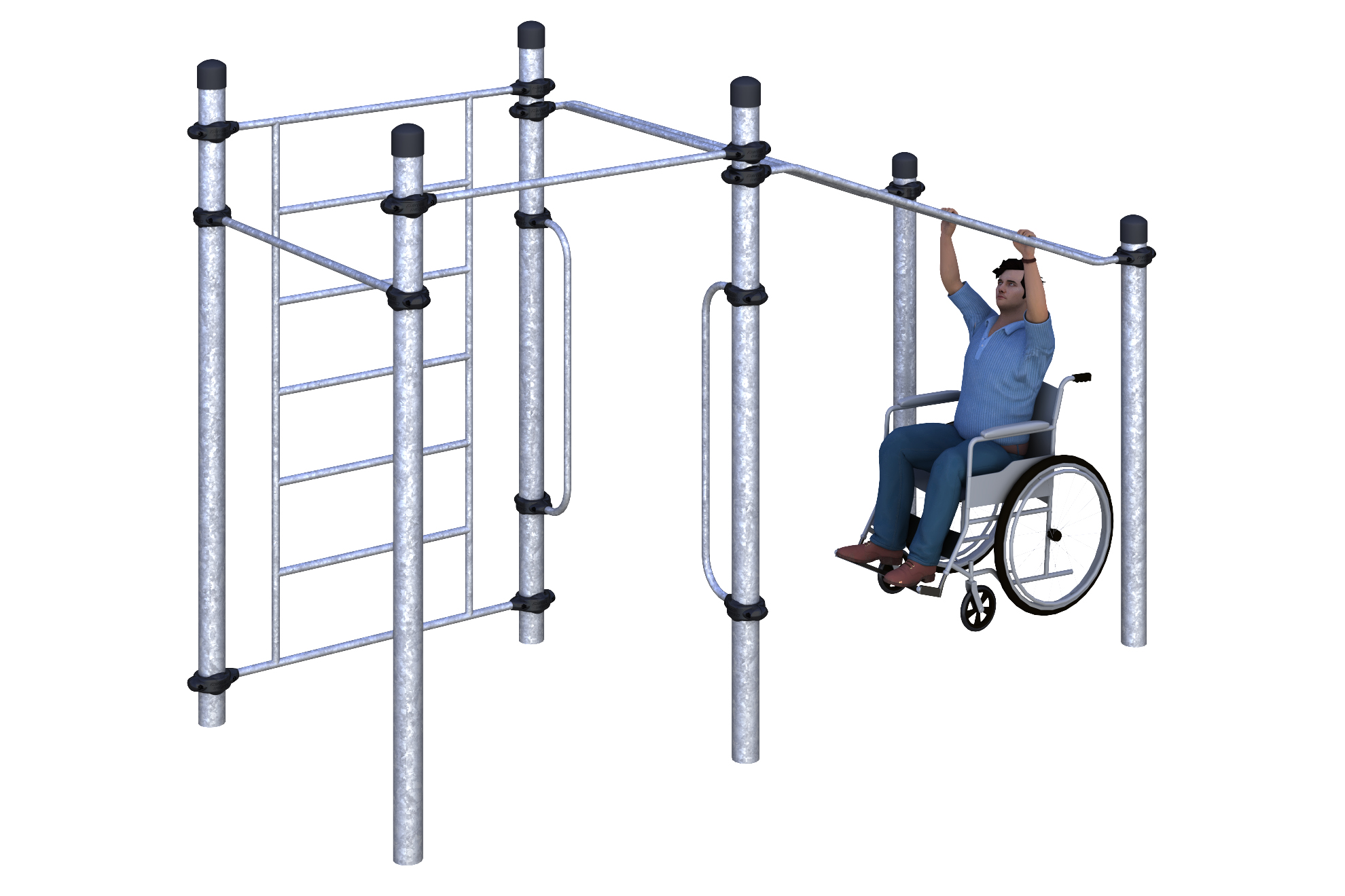 W-07-005 Разноуровневый рукоход,турники и шведская стенка